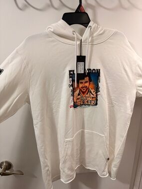 White Graphic Hooded Sweatshirt with Front Portrait Print